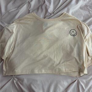 SHEIN Cream Smiley Face Crop Top
